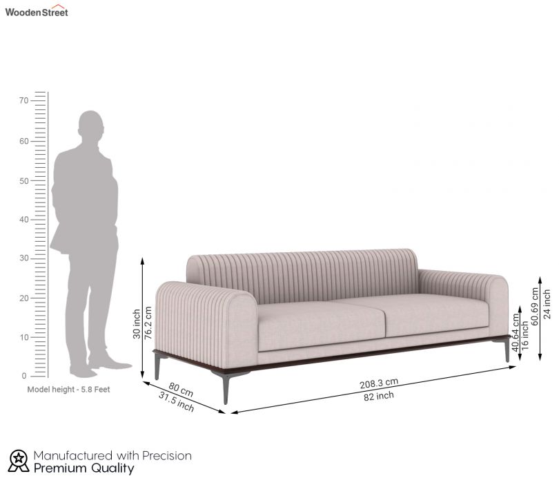 Vanisa 3 Seater Living Room Sofa Set with 2 Arm Chairs