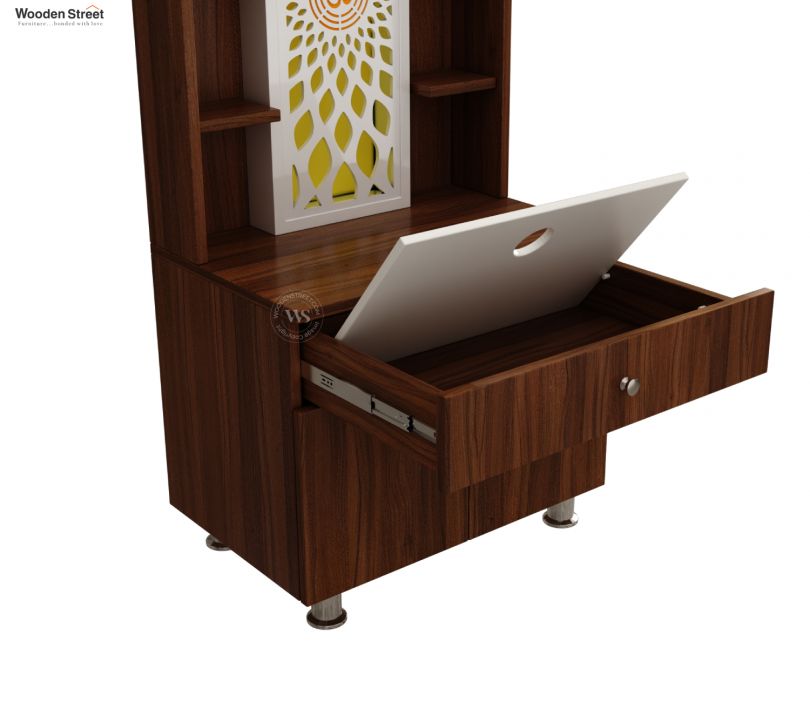 Atharv Engineered Wood Home Temple With Inbuilt LED Light System (Exotic Teak)