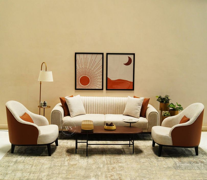 Vanisa 3 Seater Living Room Sofa Set with 2 Arm Chairs