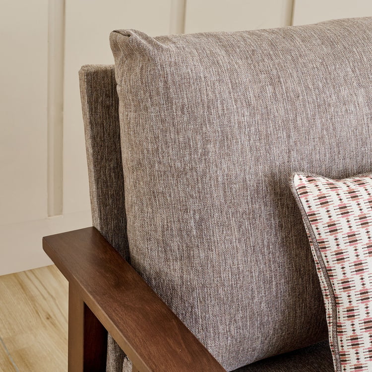 Abby Fabric 3-Seater Sofa with Cushions - Brown