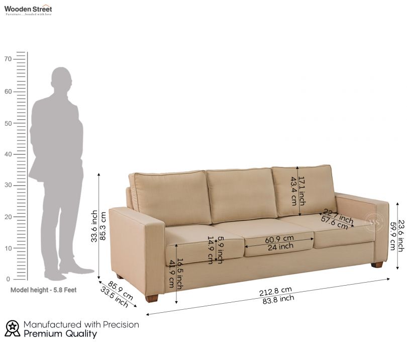 Albus 3+1+1 Seater Fabric Sofa Set (Cotton, Irish Cream)