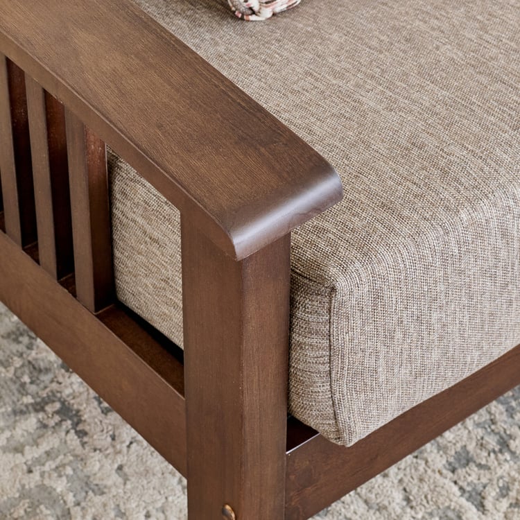 Abby Fabric 3-Seater Sofa with Cushions - Brown