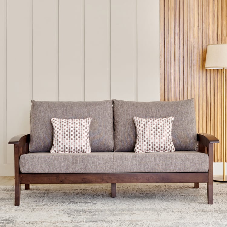 Abby Fabric 3-Seater Sofa with Cushions - Brown
