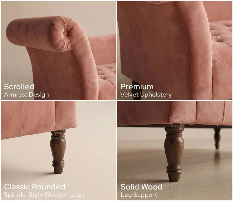 Bella Chaise Lounge (Salmon Pink)