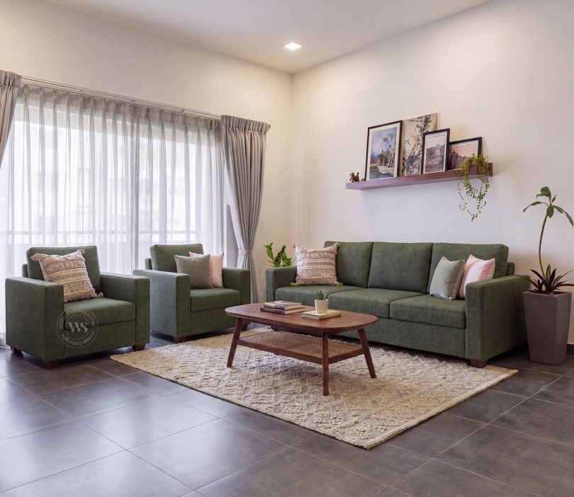 Albus 3+1+1 Seater Fabric Sofa Set (Sage Green)