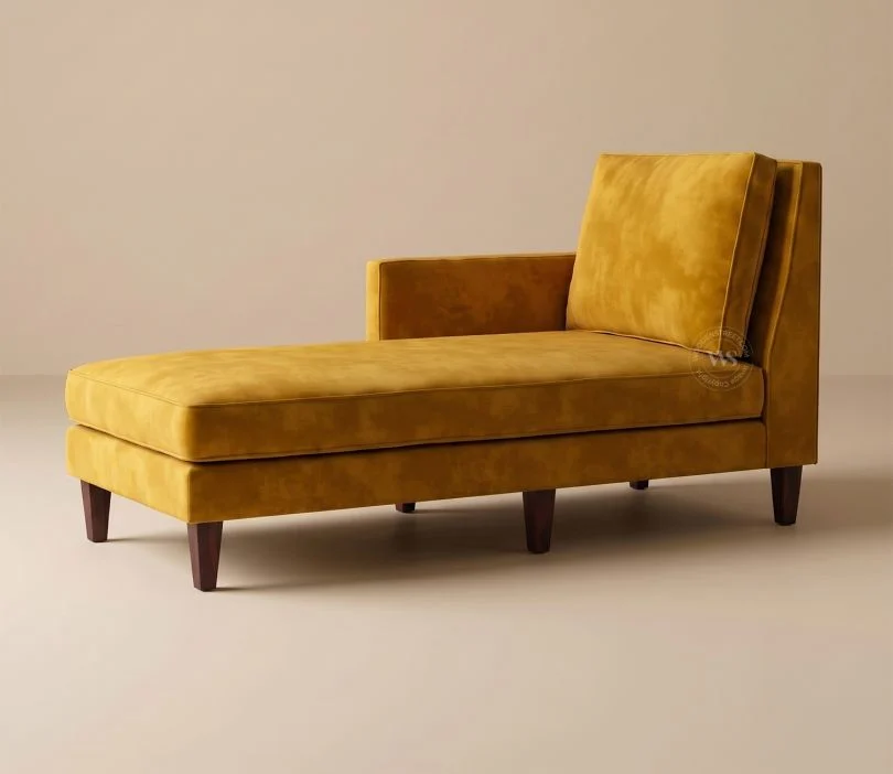 Bracus Chaise Lounge (Velvet, Chestnut Brown)