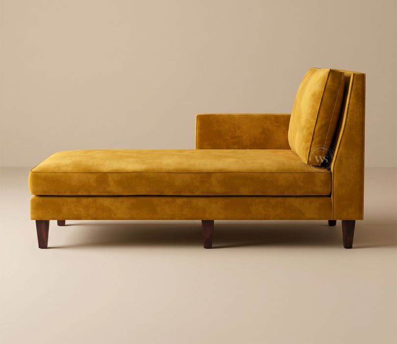 Bracus Chaise Lounge (Velvet, Chestnut Brown)