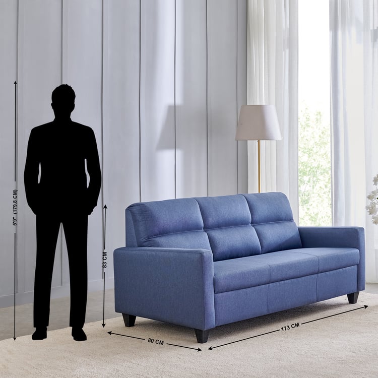 Helios California Fabric 3+1+1 Seater Sofa Set - Blue