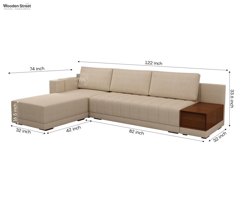 Oasis L-Shape Left Aligned Sectional Sofa (Cotton, Jade Ivory)