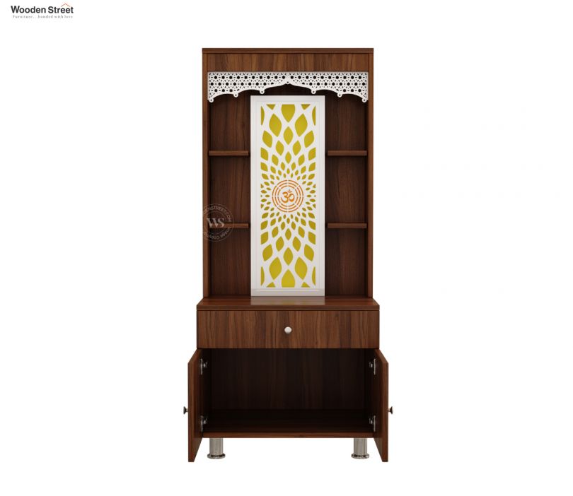 Atharv Engineered Wood Home Temple With Inbuilt LED Light System (Exotic Teak)
