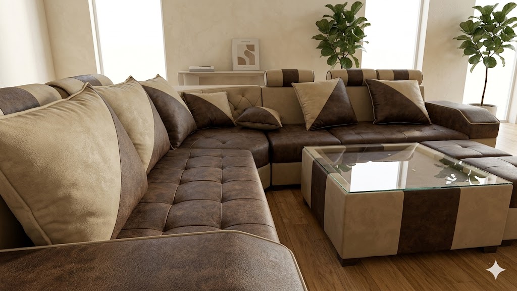 The Mocha & Crema Geometric Lounger