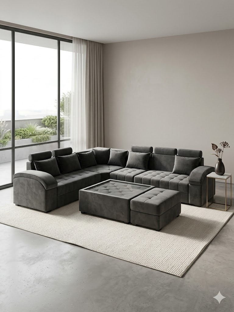 The Manhattan Charcoal Grey Sectional Sofa