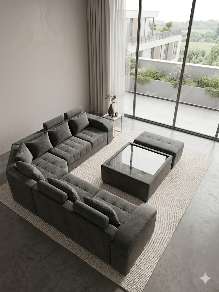 The Manhattan Charcoal Grey Sectional Sofa